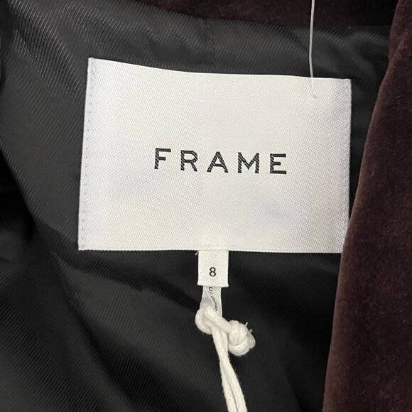 Frame Womens Brown Velvet Single Button Cotton Blazer NEW Jacket Modern Office - Picture 17 of 17